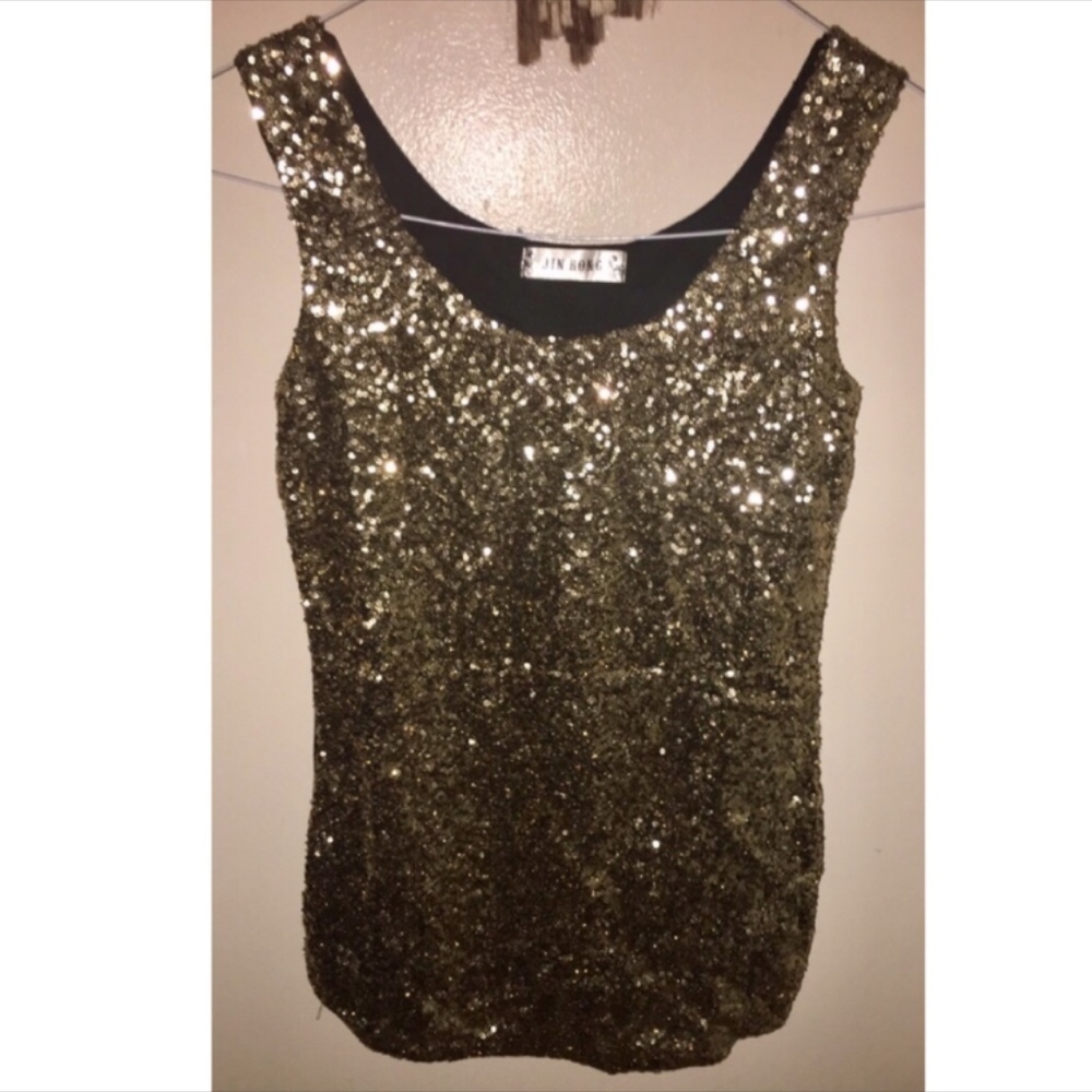 Sparkly Gold Sequin Tank Top